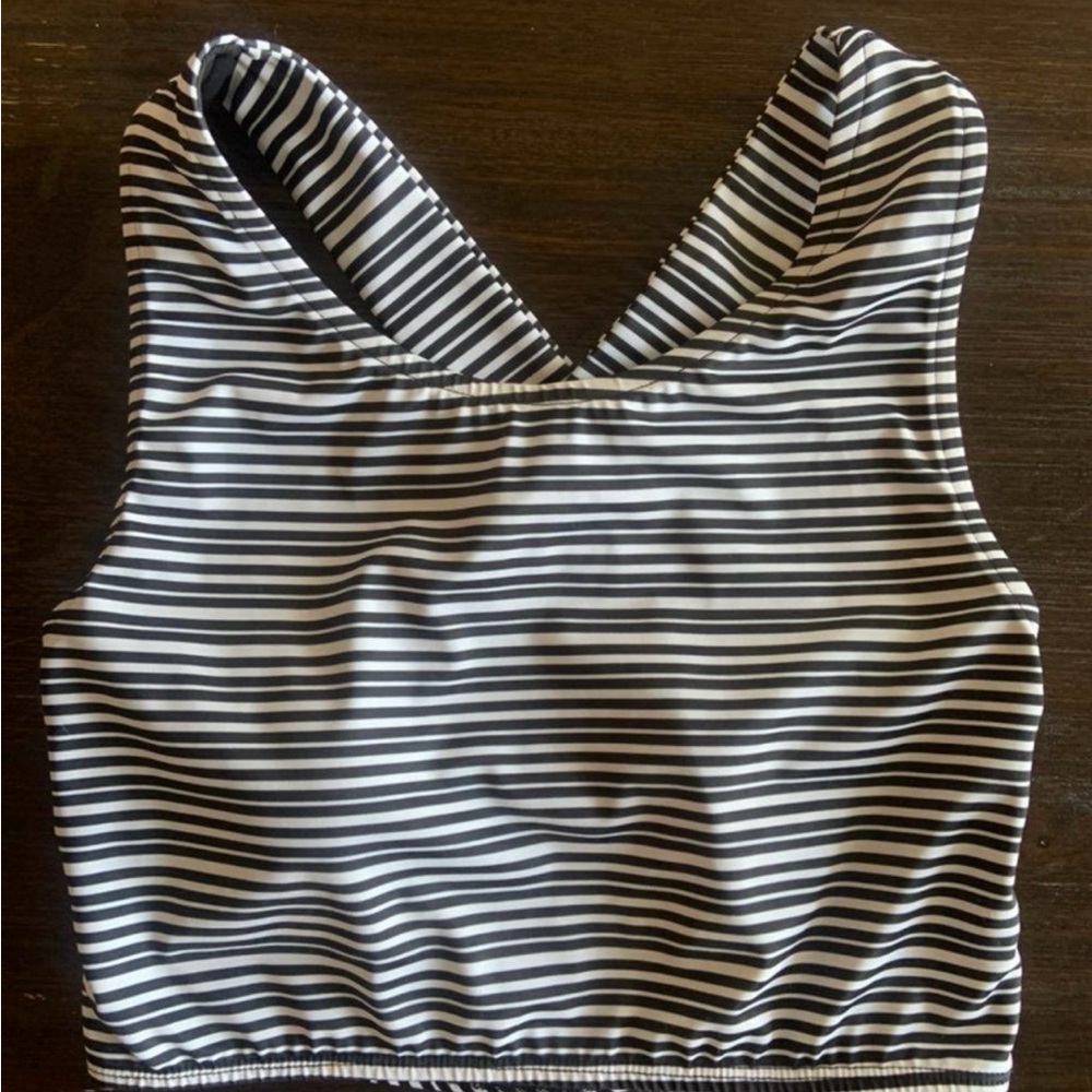 Albion Black and White Striped Gamechanger top